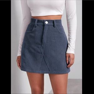4 / $24 New high waist corduroy button front skirt dusty blue